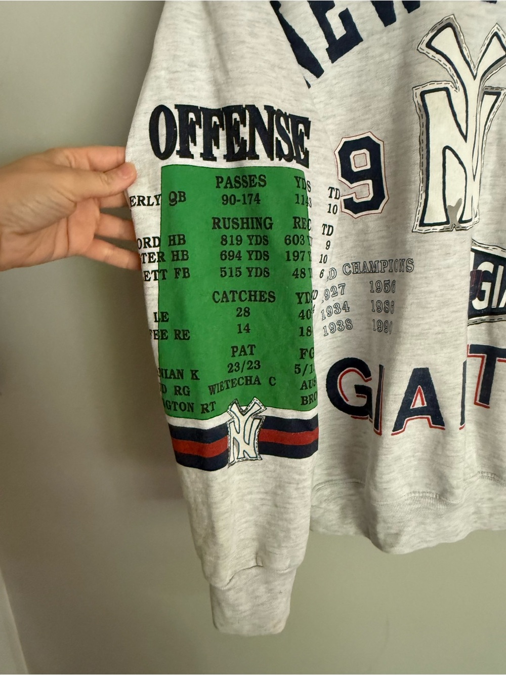 Vintage New York Giants Gray Graphic Crewneck Sweatshirt 1956 World Champions - Picture 2 of 10